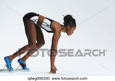 Female Athlete at Starting Block View Large Photo Image Stock Image - Female Athlete at Starting Block . Fotosearch