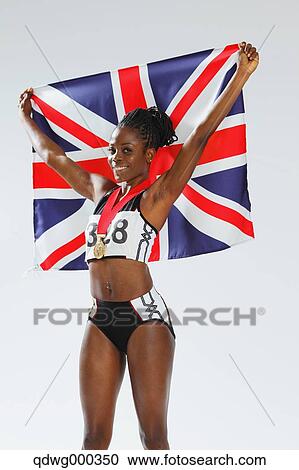 Female Athlete Holding a British Flag View Large Photo Image Stock Image - Female Athlete Holding a British Flag. Fotosearch