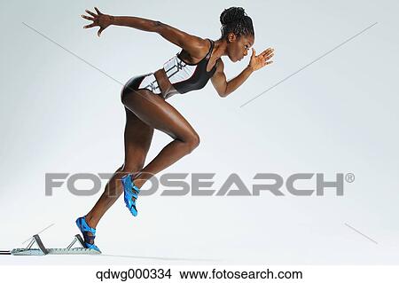 Female Athlete Leaving Starting Block View Large Photo Image Picture - Female Athlete Leaving Starting Block . Fotosearch