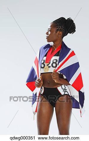 Female Athlete Wearing a British Flag View Large Photo Image Stock Image - Female Athlete Wearing a British Flag. Fotosearch