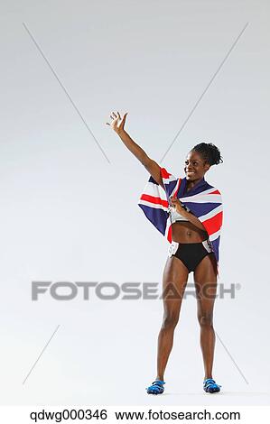 Female Athlete Wearing a British Flag View Large Photo Image Stock Photograph - Female Athlete Wearing a British Flag. Fotosearch