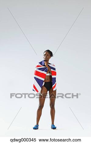 Female Athlete Wearing a British Flag View Large Photo Image Stock Photography - Female Athlete Wearing a British Flag. Fotosearch