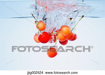 Cherries in water View Large Photo Image Picture - Cherries in water. Fotosearch