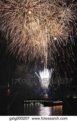 Fireworks in Odaiba bay, Tokyo, Japan View Large Photo Image Stock Photo - Fireworks in Odaiba bay, Tokyo, Japan. Fotosearch