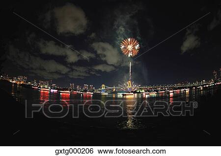 Fireworks in Odaiba bay, Tokyo, Japan View Large Photo Image Stock Photograph - Fireworks in Odaiba bay, Tokyo, Japan. Fotosearch