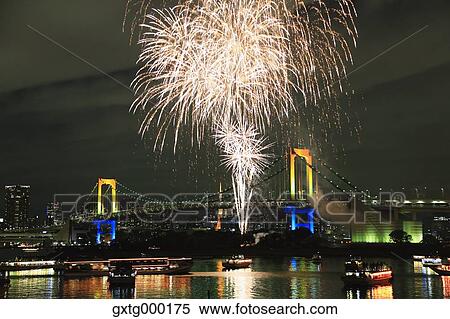 Fireworks in Odaiba bay, Tokyo, Japan View Large Photo Image Stock Photography - Fireworks in Odaiba bay, Tokyo, Japan. Fotosearch