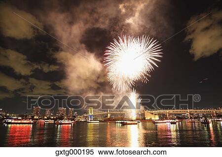 Fireworks in Odaiba bay, Tokyo, Japan View Large Photo Image Stock Photography - Fireworks in Odaiba bay, Tokyo, Japan. Fotosearch