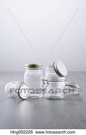 Glass jars View Large Photo Image Stock Photograph - Glass jars. Fotosearch