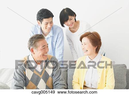 Japanese family on the sofa View Large Photo Image Stock Photo - Japanese family on the sofa. Fotosearch