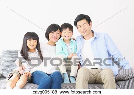 Japanese family on the sofa View Large Photo Image Stock Photo - Japanese family on the sofa. Fotosearch
