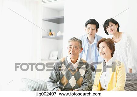 Japanese family on the sofa View Large Photo Image Stock Photo - Japanese family on the sofa. Fotosearch