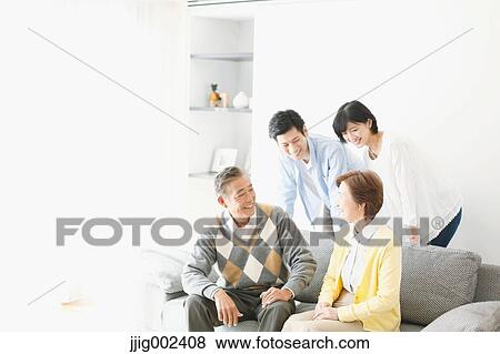 Japanese family on the sofa View Large Photo Image Stock Photo - Japanese family on the sofa. Fotosearch