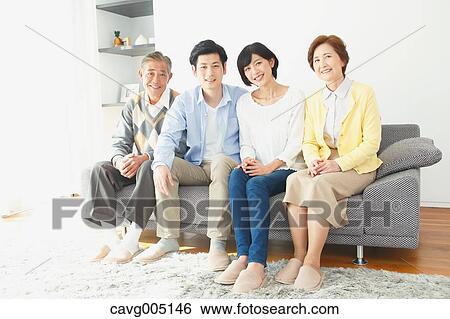 Japanese family on the sofa View Large Photo Image Stock Photograph - Japanese family on the sofa. Fotosearch