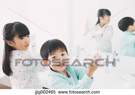 Japanese kids washing hands in the bathroom View Large Photo Image Stock Photography - Japanese kids washing hands in the bathroom. Fotosearch
