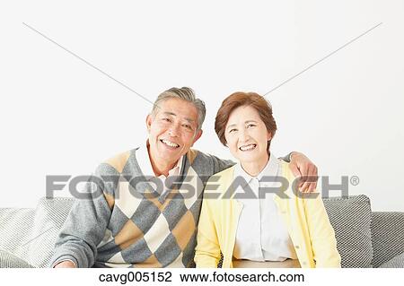 Japanese senior couple on the sofa View Large Photo Image Stock Image - Japanese senior couple on the sofa. Fotosearch