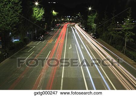 Long exposure shot of traffic in Tokyo, Japan View Large Photo Image Stock Photo - Long exposure shot of traffic in Tokyo, Japan. Fotosearch