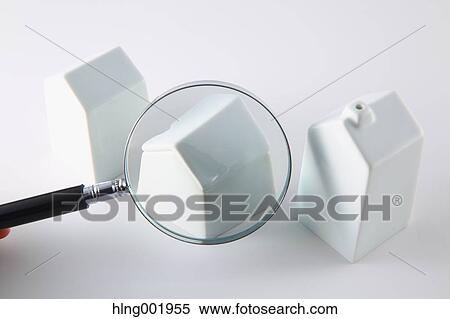Model house and magnifying glass View Large Photo Image Stock Photography - Model house and magnifying glass. Fotosearch