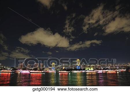 Night view of Odaiba bay, Tokyo, Japan View Large Photo Image Picture - Night view of Odaiba bay, Tokyo, Japan. Fotosearch