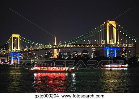 Night view of Odaiba bay, Tokyo, Japan View Large Photo Image Picture - Night view of Odaiba bay, Tokyo, Japan. Fotosearch