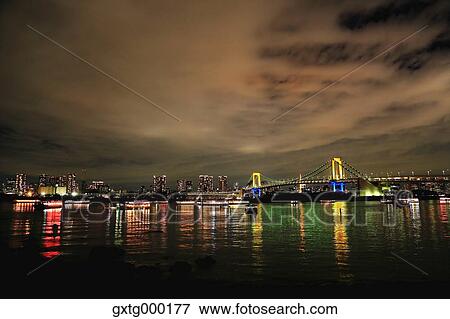 Night view of Odaiba bay, Tokyo, Japan View Large Photo Image Stock Photo - Night view of Odaiba bay, Tokyo, Japan. Fotosearch