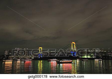 Night view of Odaiba bay, Tokyo, Japan View Large Photo Image Stock Photo - Night view of Odaiba bay, Tokyo, Japan. Fotosearch