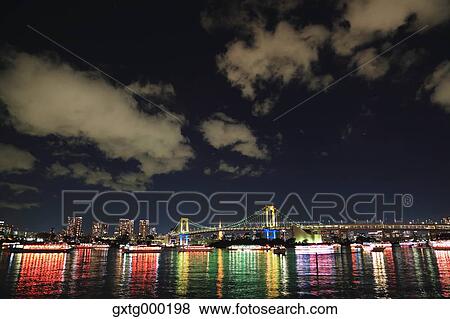 Night view of Odaiba bay, Tokyo, Japan View Large Photo Image Stock Photo - Night view of Odaiba bay, Tokyo, Japan. Fotosearch