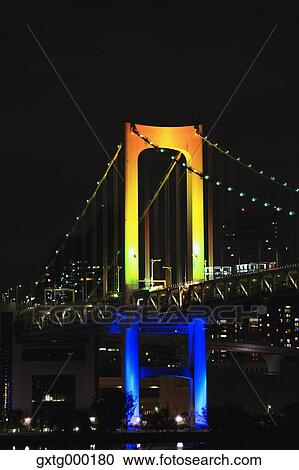 Night view of Rainbow bridge, Tokyo, Japan View Large Photo Image Stock Image - Night view of Rainbow bridge, Tokyo, Japan. Fotosearch