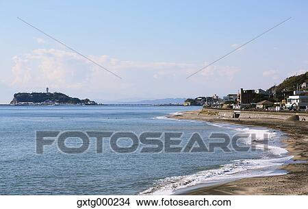 Sea in Enoshima, Kanagawa Prefecture, Japan View Large Photo Image Picture - Sea in Enoshima, Kanagawa Prefecture, Japan. Fotosearch