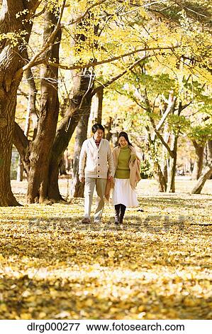 Senior Japanese couple in a city park in Autumn View Large Photo Image Stock Photo - Senior Japanese couple in a city park in Autumn. Fotosearch