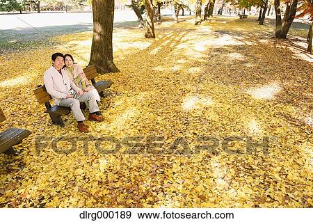 Senior Japanese couple sitting on a bench in a city park View Large Photo Image Stock Photo - Senior Japanese couple sitting on a bench in a city park. Fotosearch