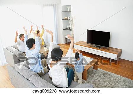 Three-generation Japanese family on the sofa in the living room View Large Photo Image Stock Photo - Three-generation Japanese family on the sofa in the living room. Fotosearch