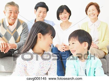 Three-generation Japanese family on the sofa in the living room View Large Photo Image Stock Photography - Three-generation Japanese family on the sofa in the living room. Fotosearch