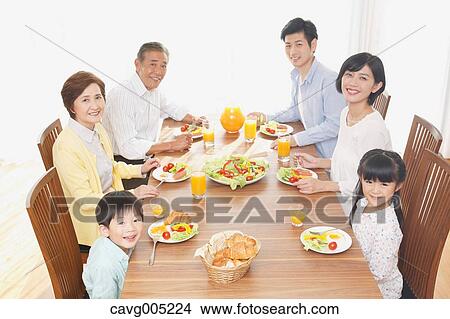 Three-generation Japanese family together in the kitchen View Large Photo Image Picture - Three-generation Japanese family together in the kitchen. Fotosearch
