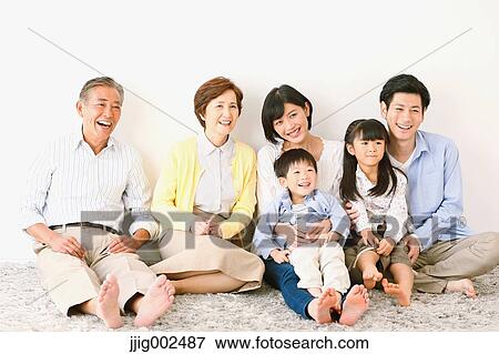 Three-generation Japanese family View Large Photo Image Stock Photo - Three-generation Japanese family. Fotosearch