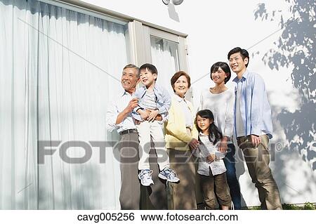 Stock Photograph - Three-generation Japanese family. Fotosearch