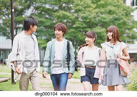 Picture - University student in the campus park. Fotosearch
