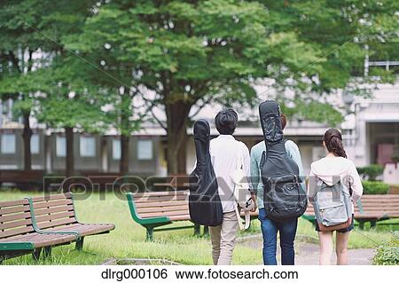 Stock Photograph - University student in the campus park. Fotosearch