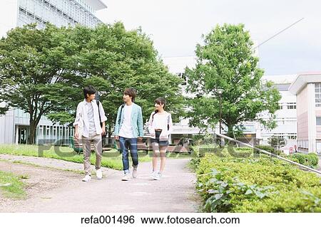 Stock Photograph - University student in the campus park. Fotosearch