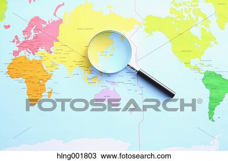 World map and magnifying glass View Large Photo Image Stock Image - World map and magnifying glass. Fotosearch