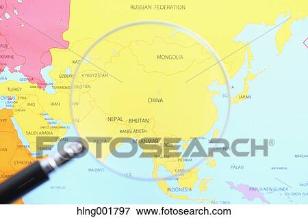 World map and magnifying glass View Large Photo Image Stock Photo - World map and magnifying glass. Fotosearch