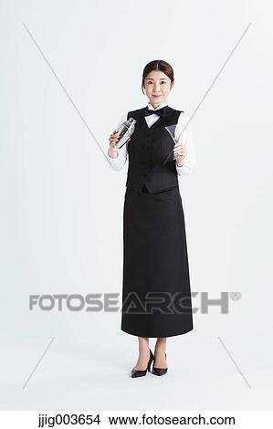 Attractive Japanese sommelier View Large Photo Image Picture - Attractive Japanese sommelier. Fotosearch