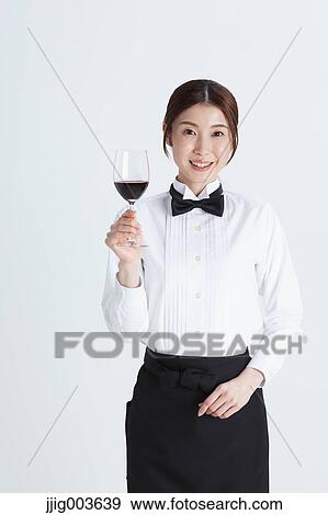 Attractive Japanese sommelier View Large Photo Image Stock Photo - Attractive Japanese sommelier. Fotosearch