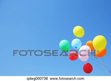 Balloons in the sky View Large Photo Image Stock Photo - Balloons in the sky. Fotosearch