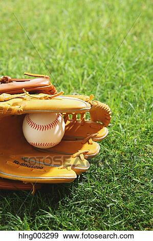 Baseball equipment on grass View Large Photo Image Stock Photo - Baseball equipment on grass. Fotosearch