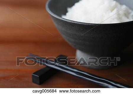 Picture - Bowl of white rice. Fotosearch