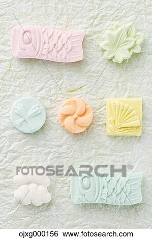 Japanese confectionery View Large Photo Image Stock Photograph - Japanese confectionery. Fotosearch