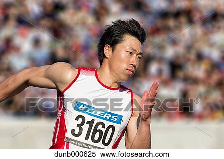 Japanese male sprinter running on track View Large Photo Image Stock Photography - Japanese male sprinter running on track. Fotosearch