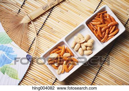 Stock Image - Japanese rice crackers. Fotosearch