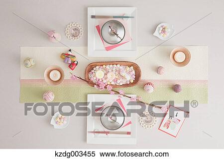 Stock Photography - Pastel color table coordinate. Fotosearch
