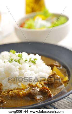 Picture - Curry and rice. Fotosearch